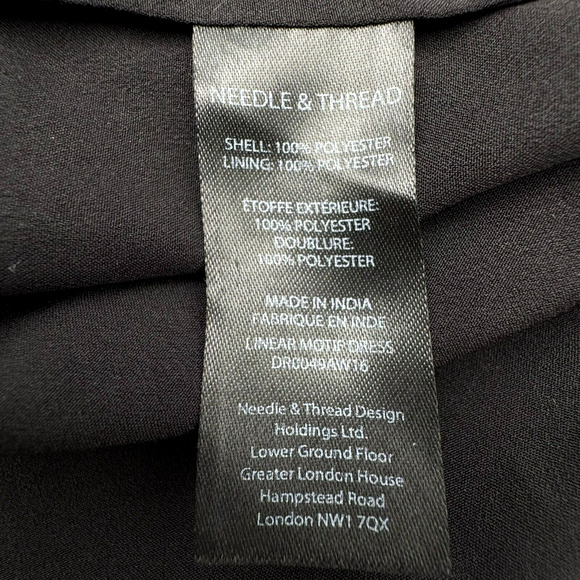 NEEDLE & THREAD Size 2 Black Full Beaded Floral Lined Cocktail Dress Prom Formal - Picture 7 of 10